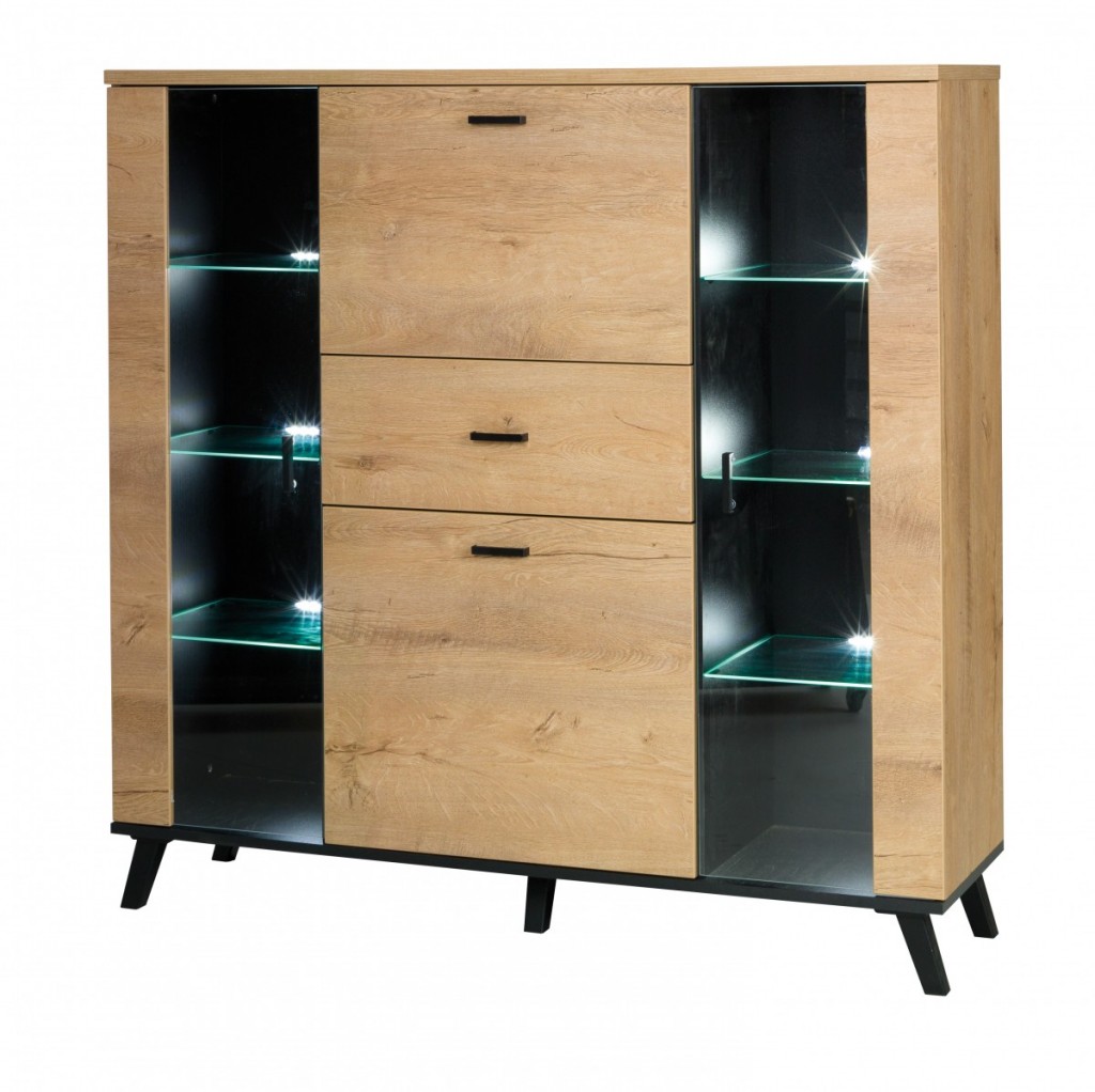 Chest of drawers with glass doors (131 x 131 x 140 cm ) 